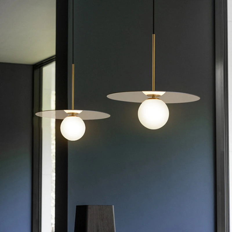 suspension modernes en verre led pour bar restaurant nordique - vue 4 sur 11