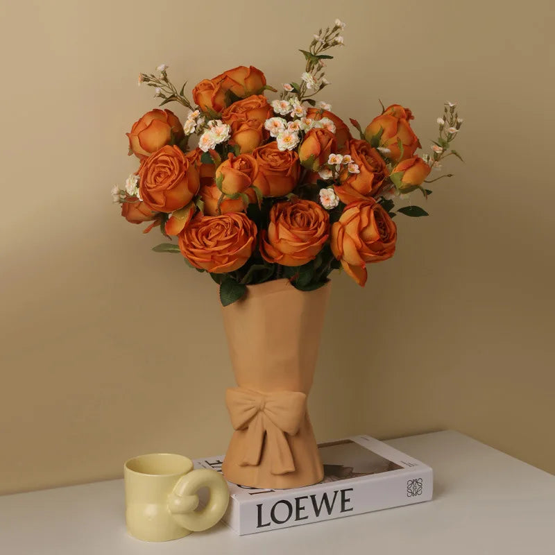 bouquet de roses artificielles en soie pour décoration intérieure mariage - vue 5 sur 9