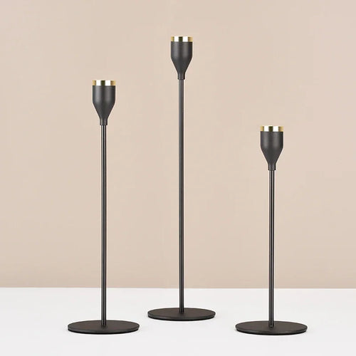 lot de 3 bougeoirs en métal pour décoration de mariage et fête - vue 4 sur 13