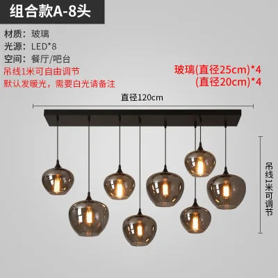 lustre nordique en verre pour éclairage moderne de restaurant et café - vue 18 sur 22