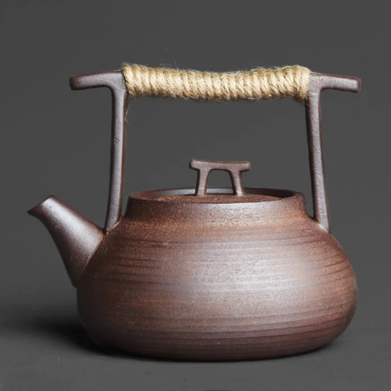 Théière japonaise artisanale grès style rétro kungfu portable