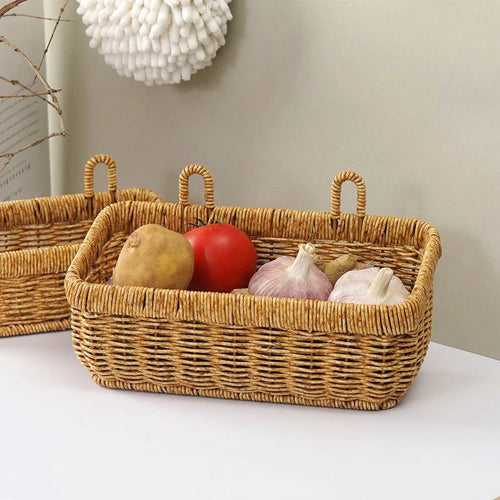 panier en osier mural organisateur de rangement tissé pour légumes - vue 4 sur 16