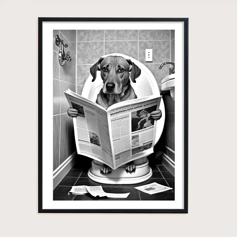 décoration murale humoristique animaux sur toilettes en toile - vue 5 sur 7