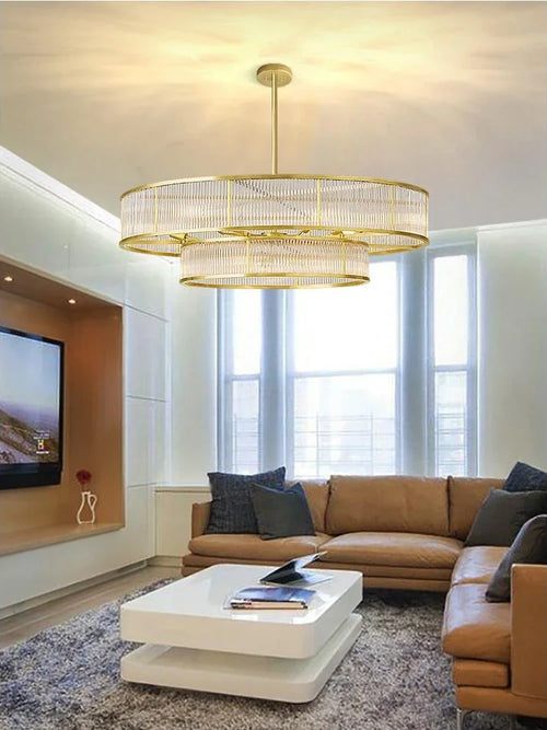 lustre en cristal rétro circulaire design pour décoration intérieure - vue 3 sur 15