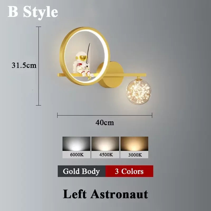 applique murale led créative lune astronaute décoration pour enfant - vue 22 sur 23