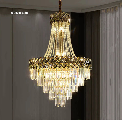 lustre led en cristal design moderne pour villa duplex - vue 2 sur 14