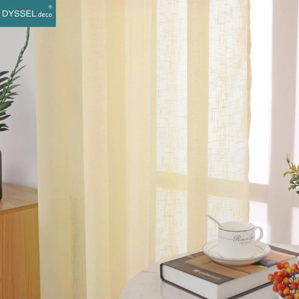 Voilage léger effet lin rayé pour salon chambre - vue 1 sur 6