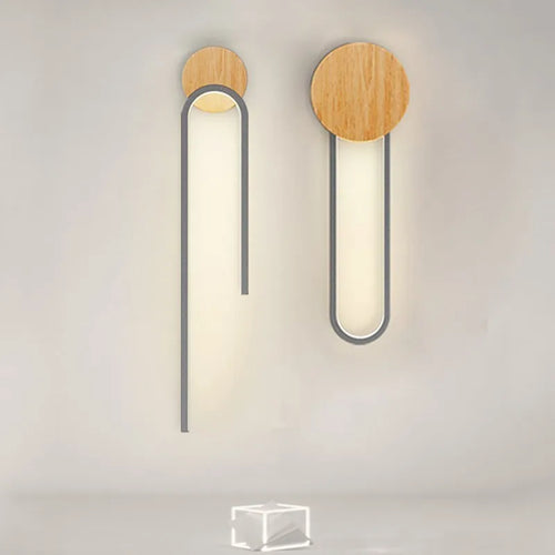 Applique murale LED en bois nordique moderne fer 60CM longue bande gris blanc salon décor appliques chambre étude luminaires pour la maison Lustre - vue 2 sur 12