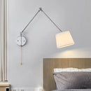 Luxury Chrome Wall Lamp Swing Long Rocker Arm Wall Light LED E27 Adjustable Joint Fabric Sconce Reading Wall Lamps with Switch
