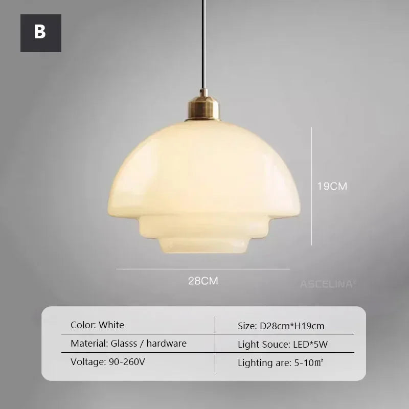 suspension décorative en verre de lait style nordique moderne - vue 9 sur 9