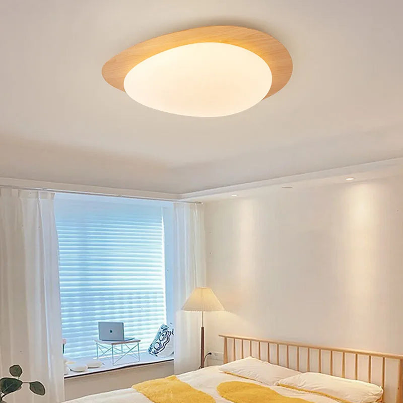 Plafonnier LED nordique texture bois pour chambre salon salle à manger étude couloir lustre intérieur décoration de la maison luminaire - vue 3 sur 14