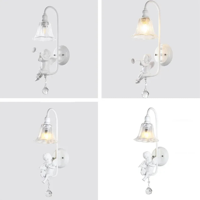 applique murale moderne en résine forme d'ange décorative lumineuse - vue 2 sur 12
