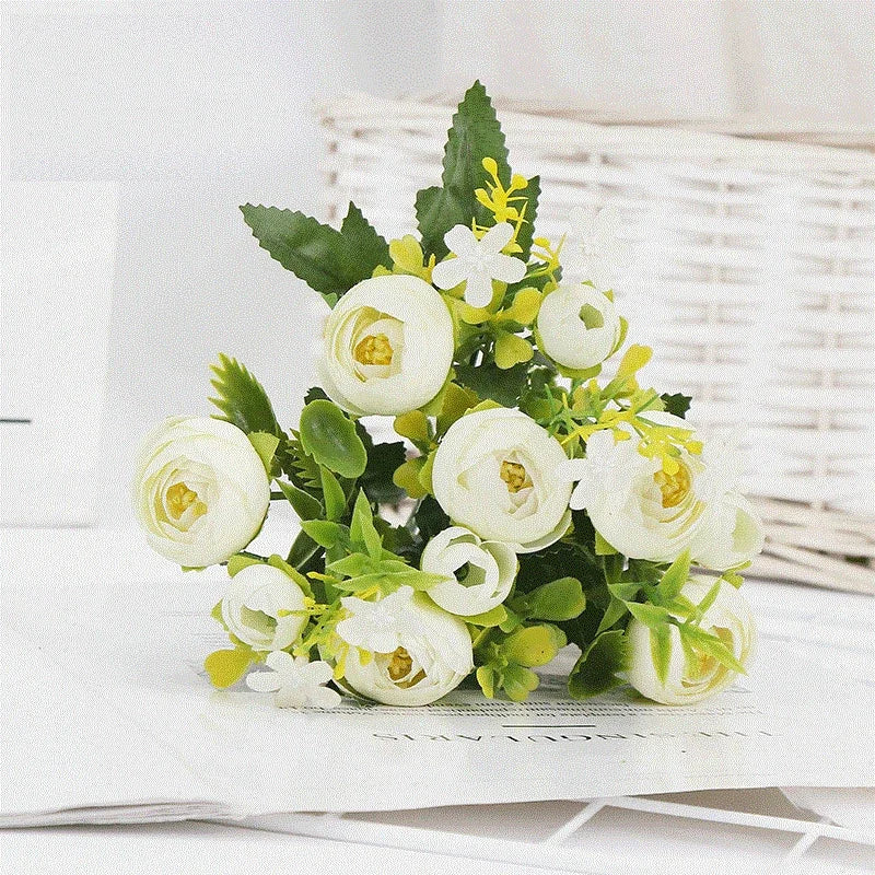 bouquet de roses artificielles en soie pour décoration élégante - vue 6 sur 10
