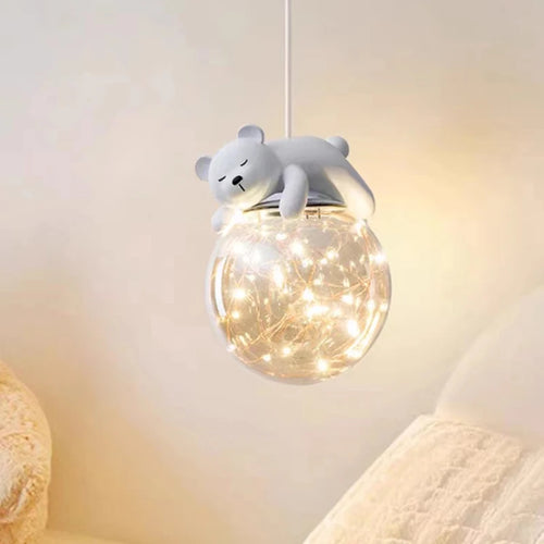 lustre moderne mignon pour chambre d'enfants ours et lapin - vue 2 sur 8