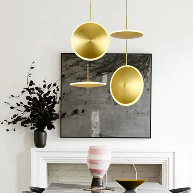 lampe led ronde métal art déco avec fil réglable - vue 3 sur 12