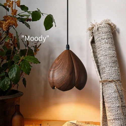 lustre en bois de noyer fait à la main décoration moderne nordique - vue 2 sur 11