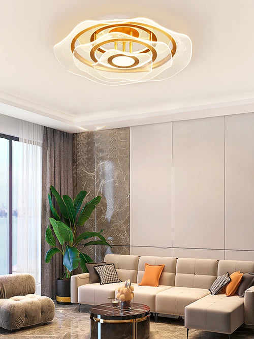 lustre doré à led au style luxueux pour intérieur élégant - vue 2 sur 12