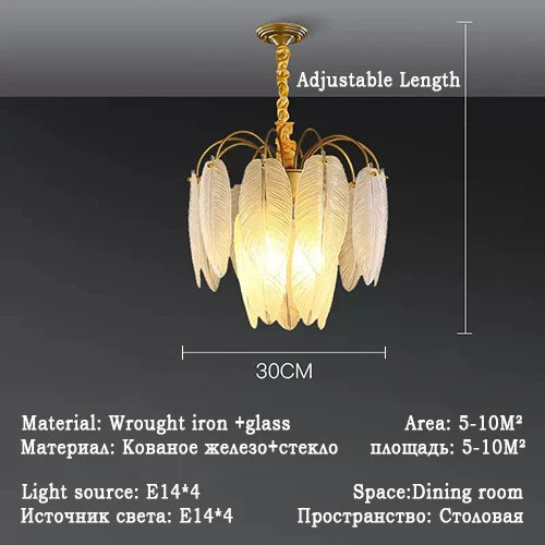 lustre led nordique plume verre décoration luminaires suspendus - vue 9 sur 9