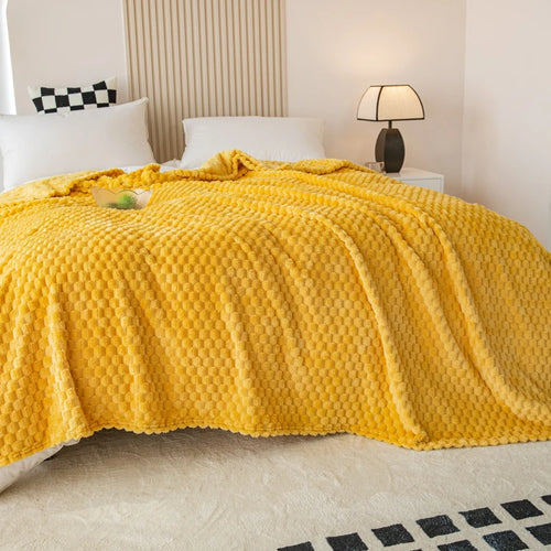 plaid doux moelleux motif carreaux couvre lit canape - vue 5 sur 7