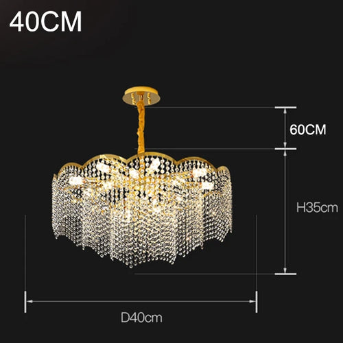 lustre moderne en cristal doré haute suspension design élégant pour intérieur - vue 10 sur 9