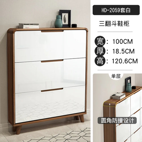 meuble à chaussures en bois design moderne gain de place luxe - vue 12 sur 22