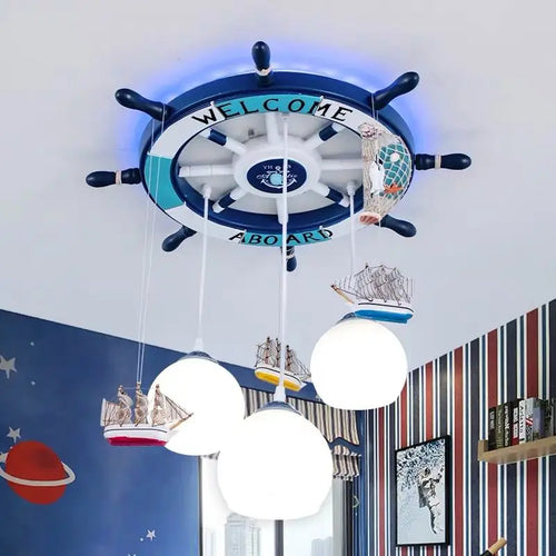 lustre méditerranéen gouvernail avec rétro-éclairage rgb pour enfants - vue 2 sur 9