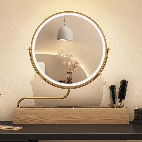 miroir décoratif à led rétro en bois pour maquillage - vue 4 sur 11