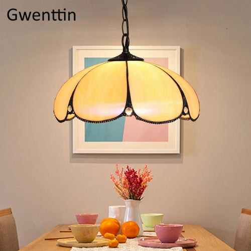 lustre tiffany en verre teinté pour décoration intérieure - vue 3 sur 10