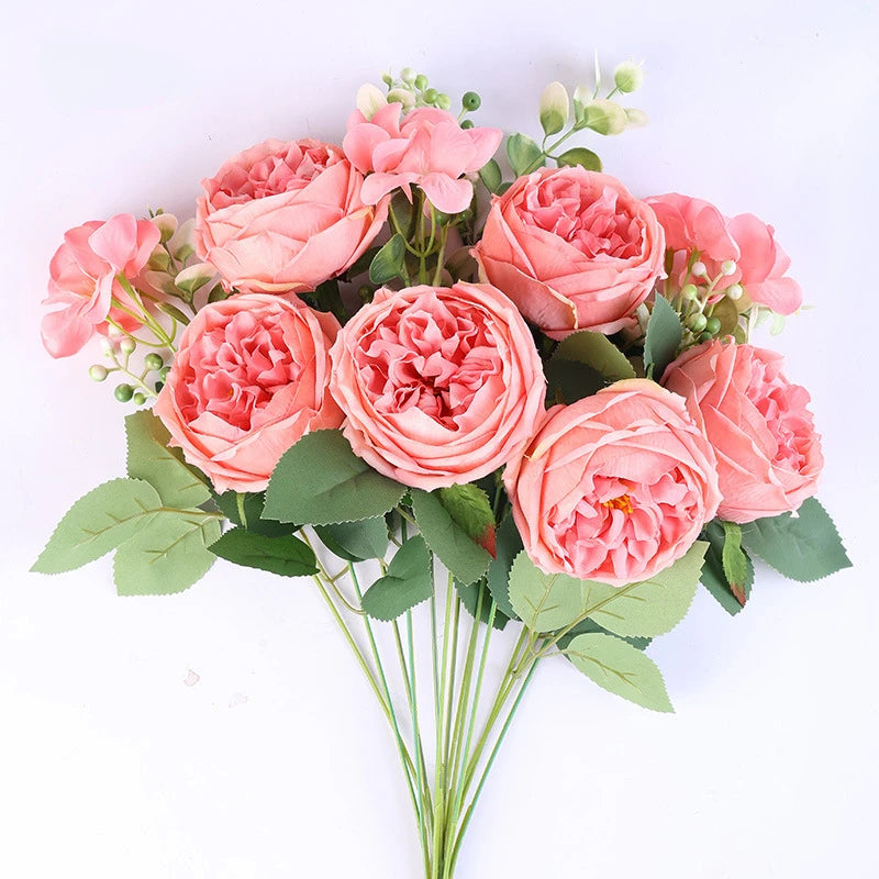 bouquet de roses artificielles en soie pour décoration intérieure - vue 15 sur 16