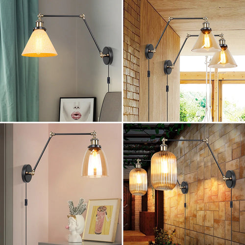 applique murale led nordique longue perche en verre avec interrupteur - vue 2 sur 11