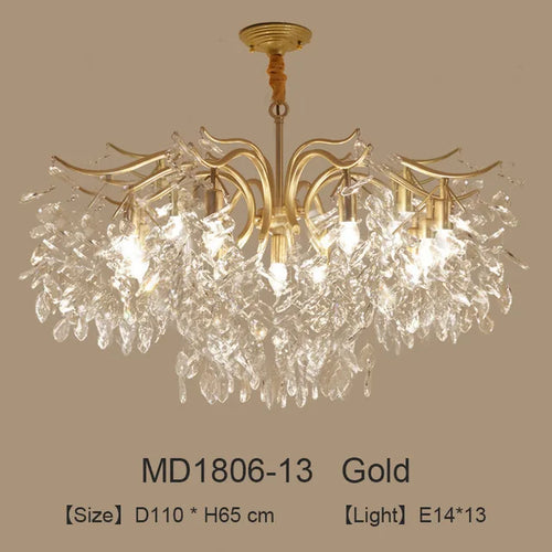 lustre nordique led en cristal de luxe décoration - vue 11 sur 14
