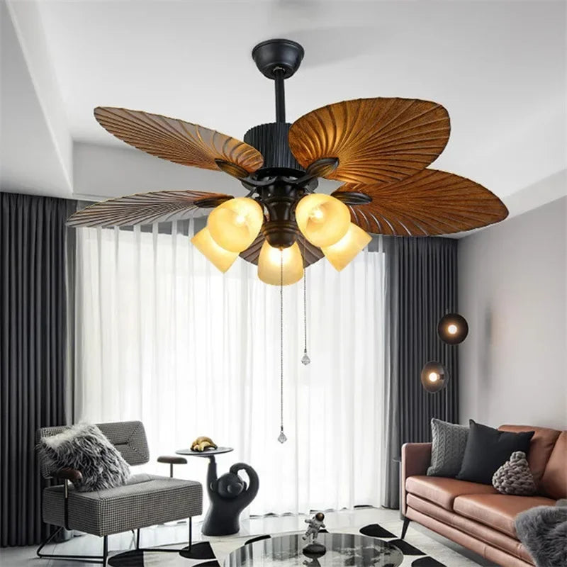 plafonnier vintage américain avec ventilateur et télécommande moderne - vue 2 sur 6