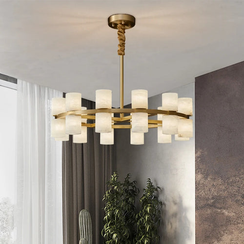 suspension postmoderne en cuivre et marbre design minimaliste - vue 3 sur 12