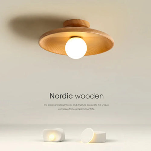 Plafonnier nordique plafonnier rond en bois pour vestiaire chambre salle d'étude couloir enfant maison intérieur éclairage de haute qualité - vue 2 sur 10
