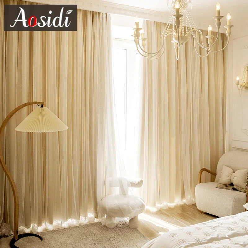 Rideau occultant double couche style japonais pour chambre - vue 1 sur 7