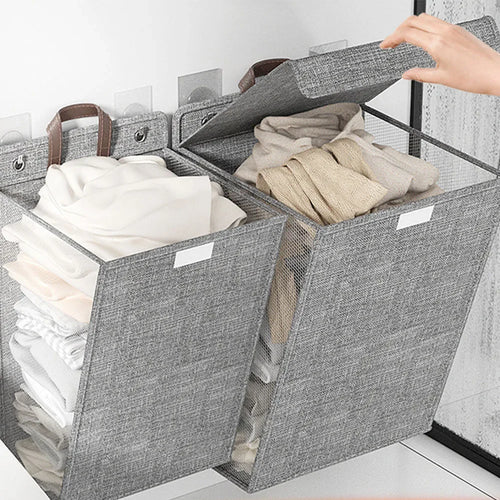panier à linge adhésif pliable mural multifonctionnel pour vêtements - vue 2 sur 10
