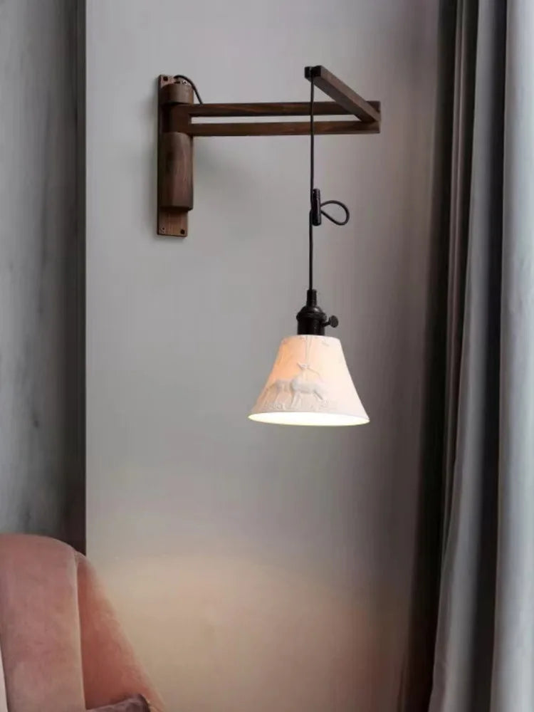applique murale pliante rétro en noyer pour ambiance nostalgique - vue 1 sur 11
