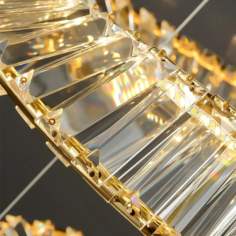 Lustre Led en cristal moderne pour salle à manger salon cuisine chambre plafond suspension lampe or télécommande suspension - vue 4 sur 16