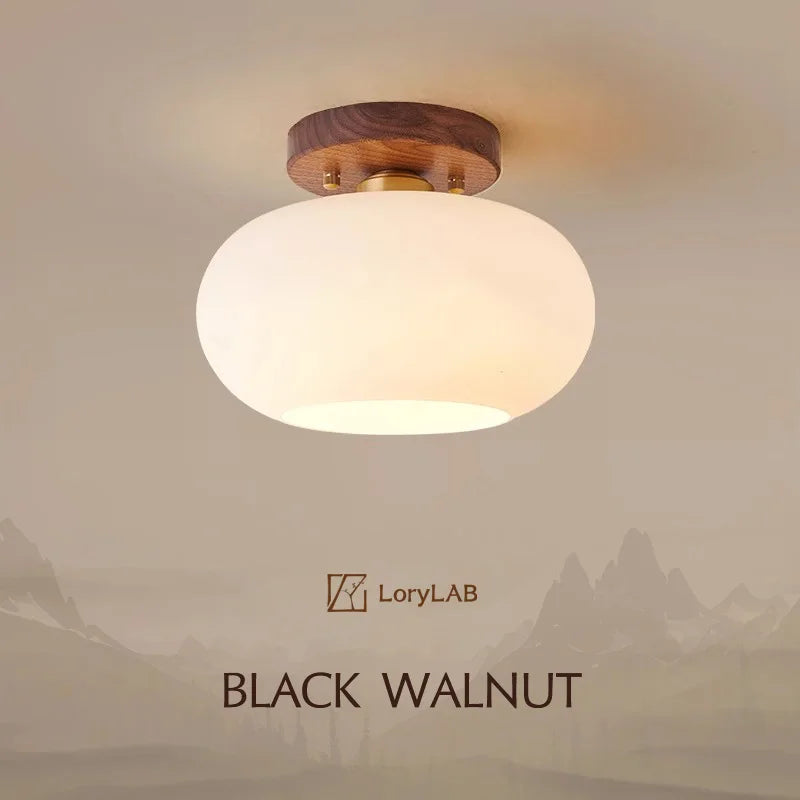 Walnut Wood ceiling light, Wabi-sabi Modern style, Aisle lighting for Bedroom, Living, Corridor, Aisle balcony, Entrance Hall - vue 1 sur 7