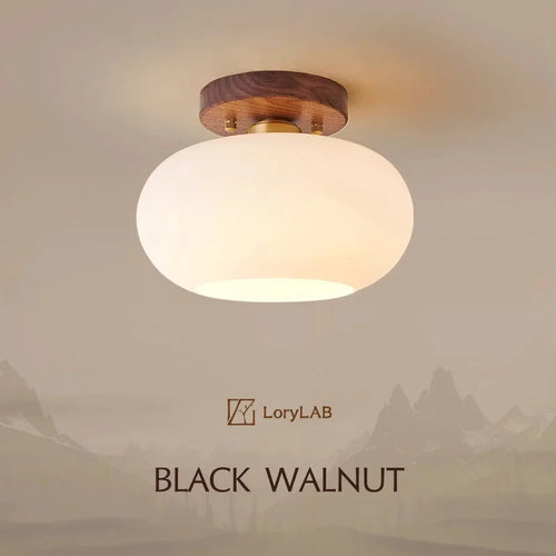 Walnut Wood ceiling light, Wabi-sabi Modern style, Aisle lighting for Bedroom, Living, Corridor, Aisle balcony, Entrance Hall - vue 2 sur 7
