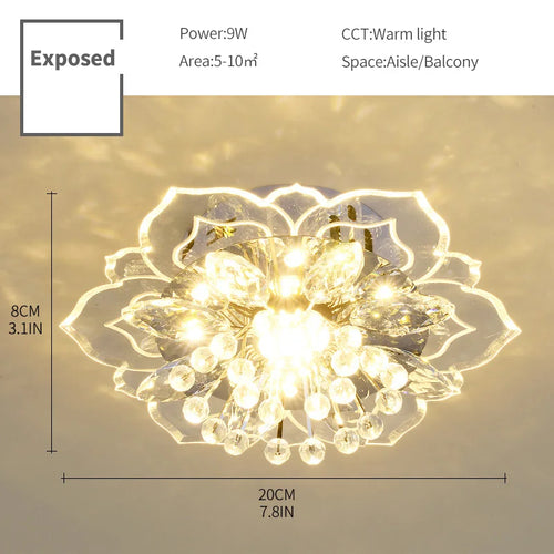 plafonnier led en cristal de luxe pour décoration balcon - vue 12 sur 12