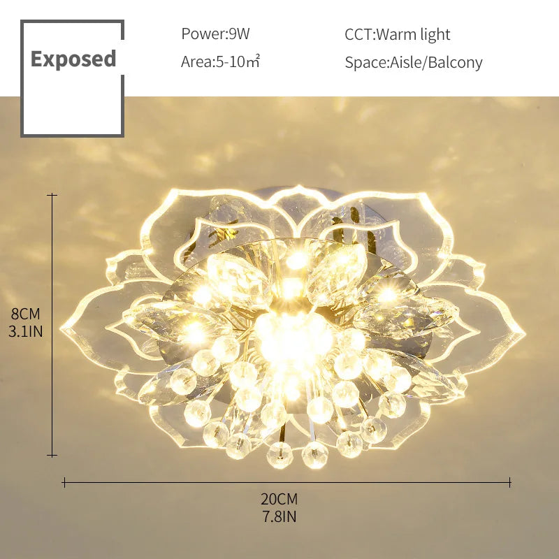 plafonnier led en cristal de luxe pour décoration balcon - vue 12 sur 12