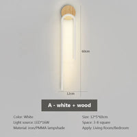 Applique murale LED en bois nordique moderne fer 60CM longue bande gris blanc salon décor appliques chambre étude luminaires pour la maison Lustre