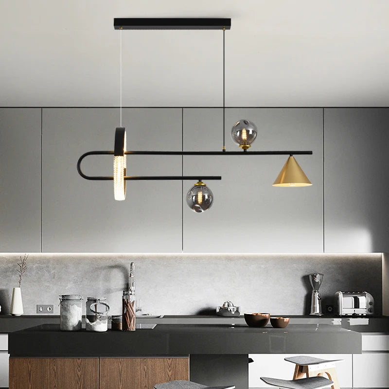 lustre style nordique moderne avec ampoule led en verre - vue 3 sur 8