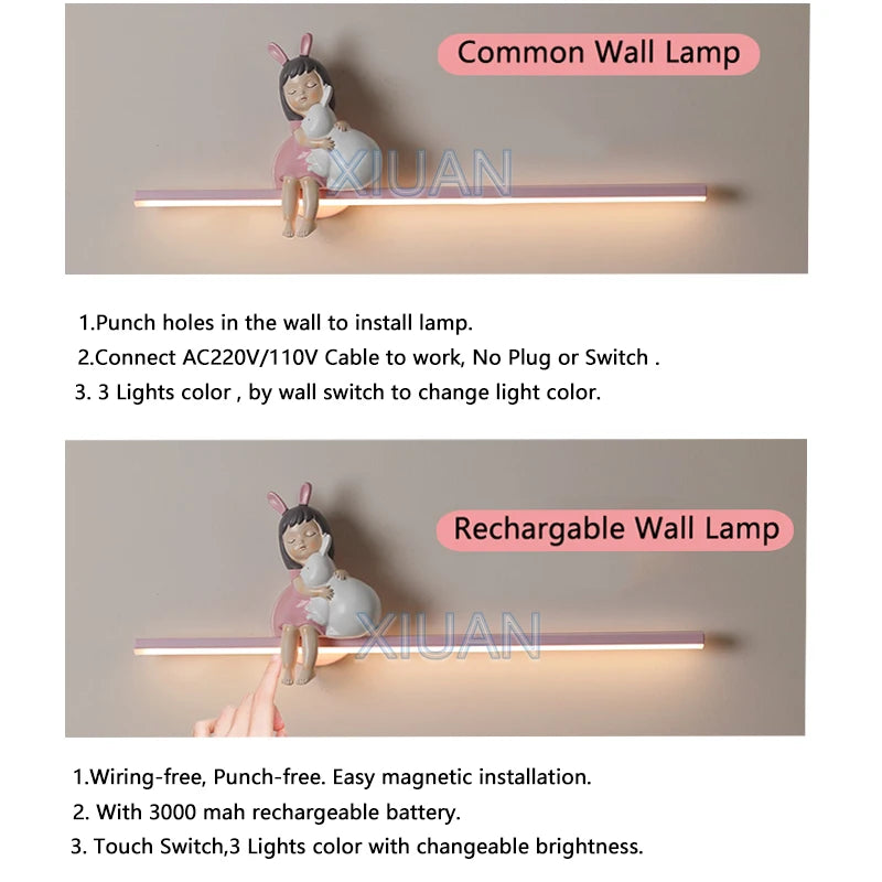applique murale en forme de lapin pour décoration enfant - vue 6 sur 17