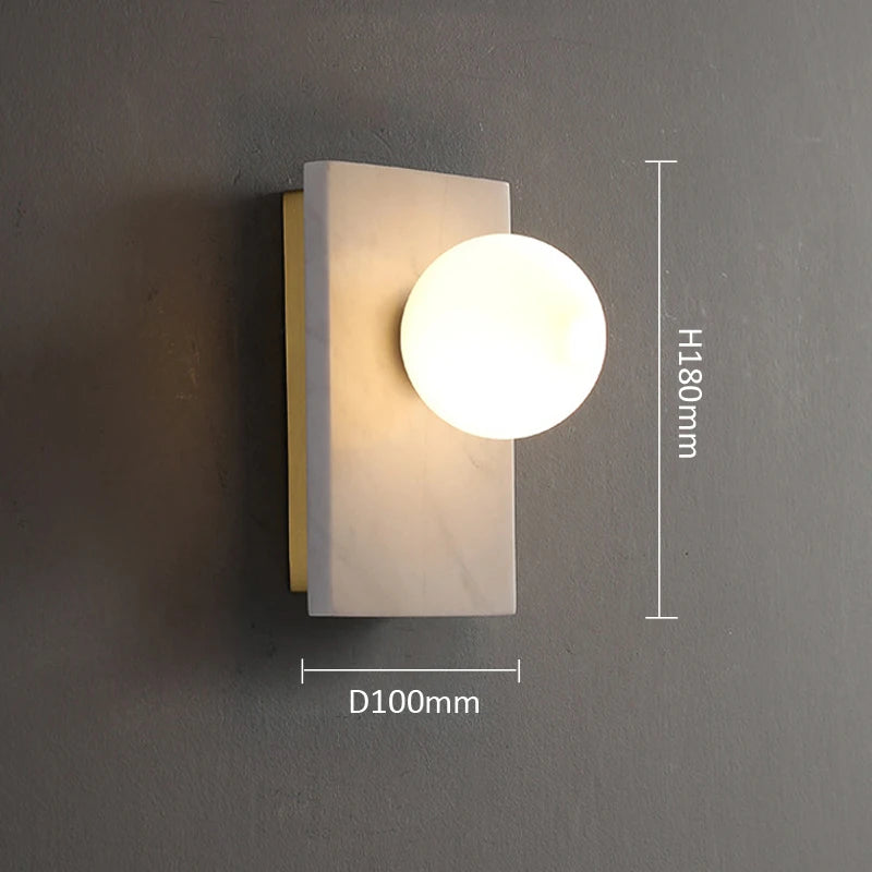applique murale rétro en marbre et cuivre led - vue 8 sur 9