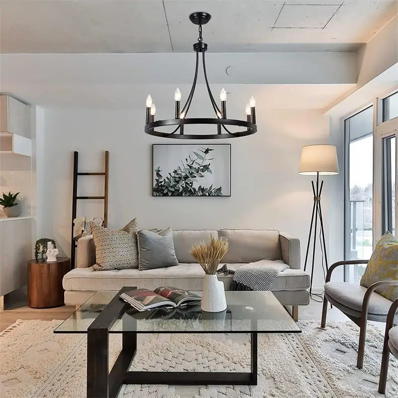 Amérique Fer Forgé Lustre En Cristal Plafonnier E14 LED Bougies Éclairage 5 Têtes Luminaire Intérieur Salon Chambre - vue 3 sur 5