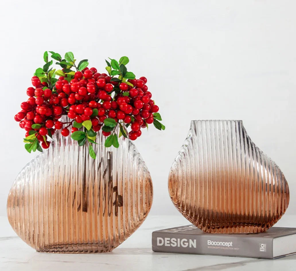 vase en verre soufflé à rayures pour décoration florale créative - vue 5 sur 8