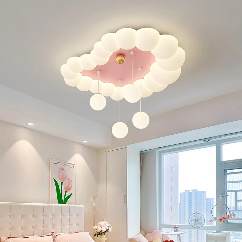Nordic Cloud Ceiling Lamps Bedroom Ceiling Light Pink White Bubble Design Children's Room Chandelier Lights for Princess Room - vue 2 sur 12