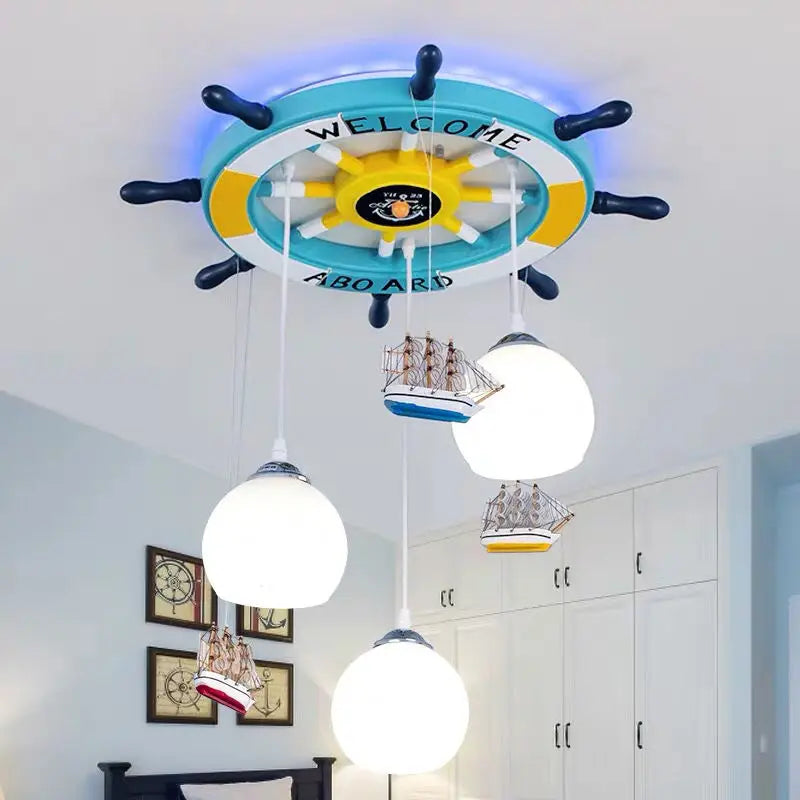 lustre méditerranéen gouvernail avec rétro-éclairage rgb pour enfants - vue 5 sur 9